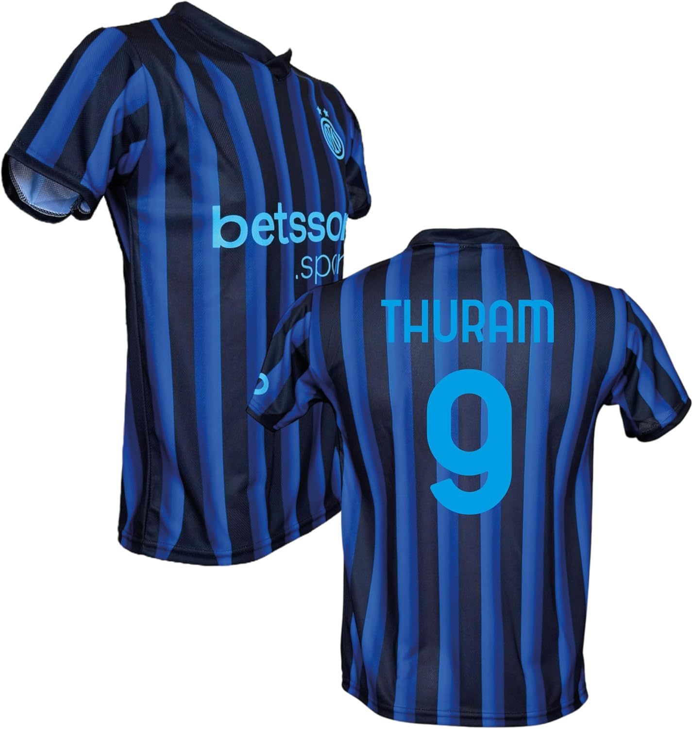 Generico Maglia Calcio neroazzurra Personalizzata Thuram 9 creata utilizzando Maglia Replica Autorizzata 2025 2026 Taglie da Bambino Ragazzo – idea regalo inter