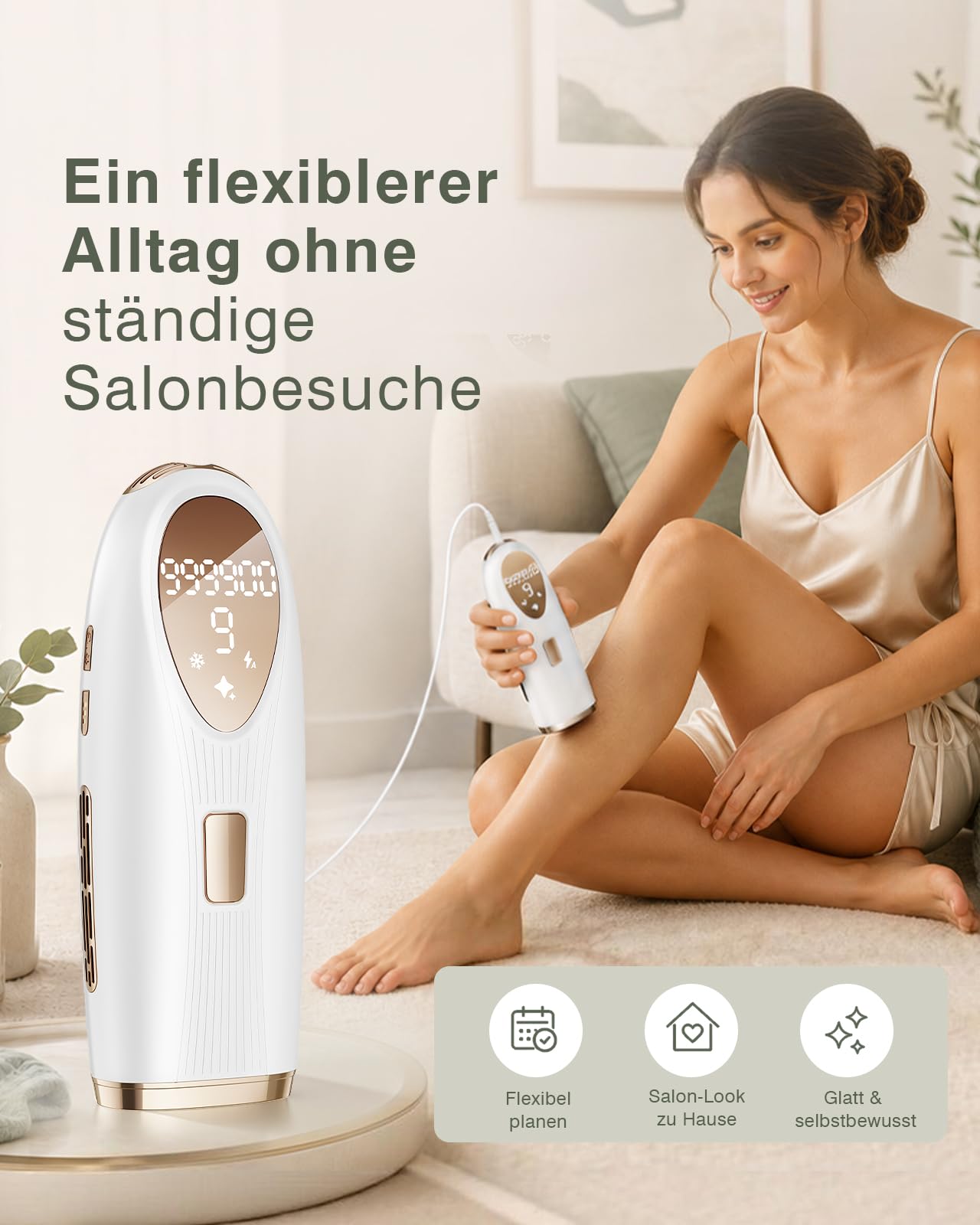 IPL Geräte Haarentfernung 5℃ Eiskühlkontakt Schmerzfreie Haarentfernungsgerät 86% Haarreduktion Körper Gesicht Bikini Achseln Beine