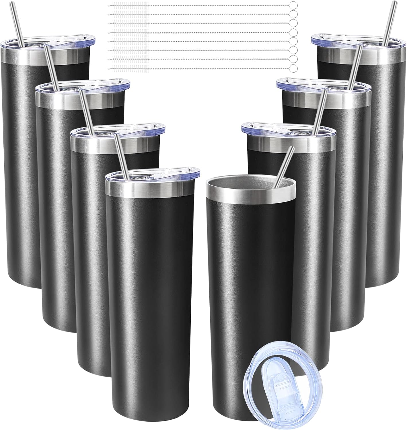 FristChoice 20 oz Skinny Tumblers with Lid and Straw