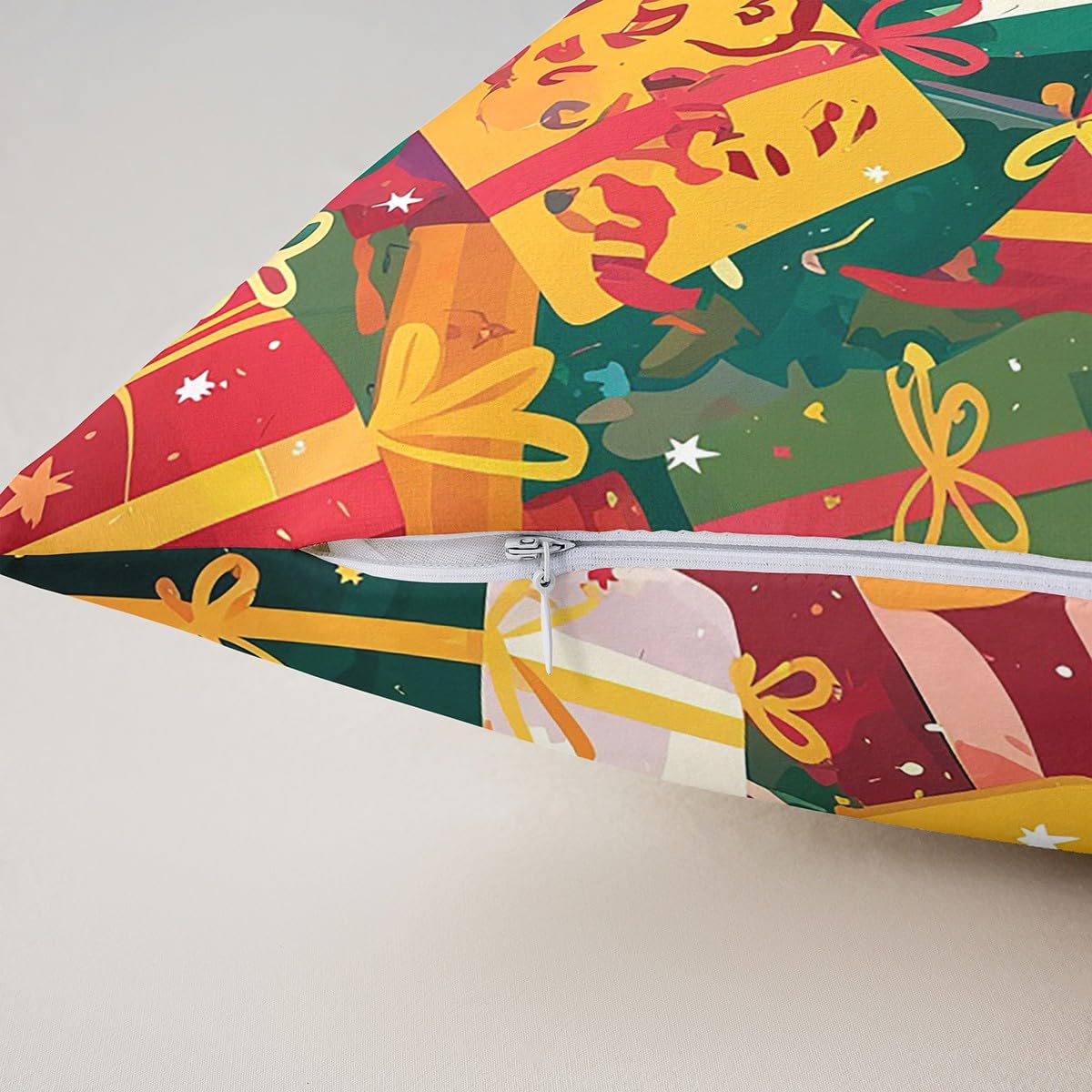 Homewish Set di 4 federe per cuscini natalizi per bambini, ragazzi e ragazze, con scritta "Happy New Year", colorate, regalo di Natale, per divano, 45,7 x 45,7 cm