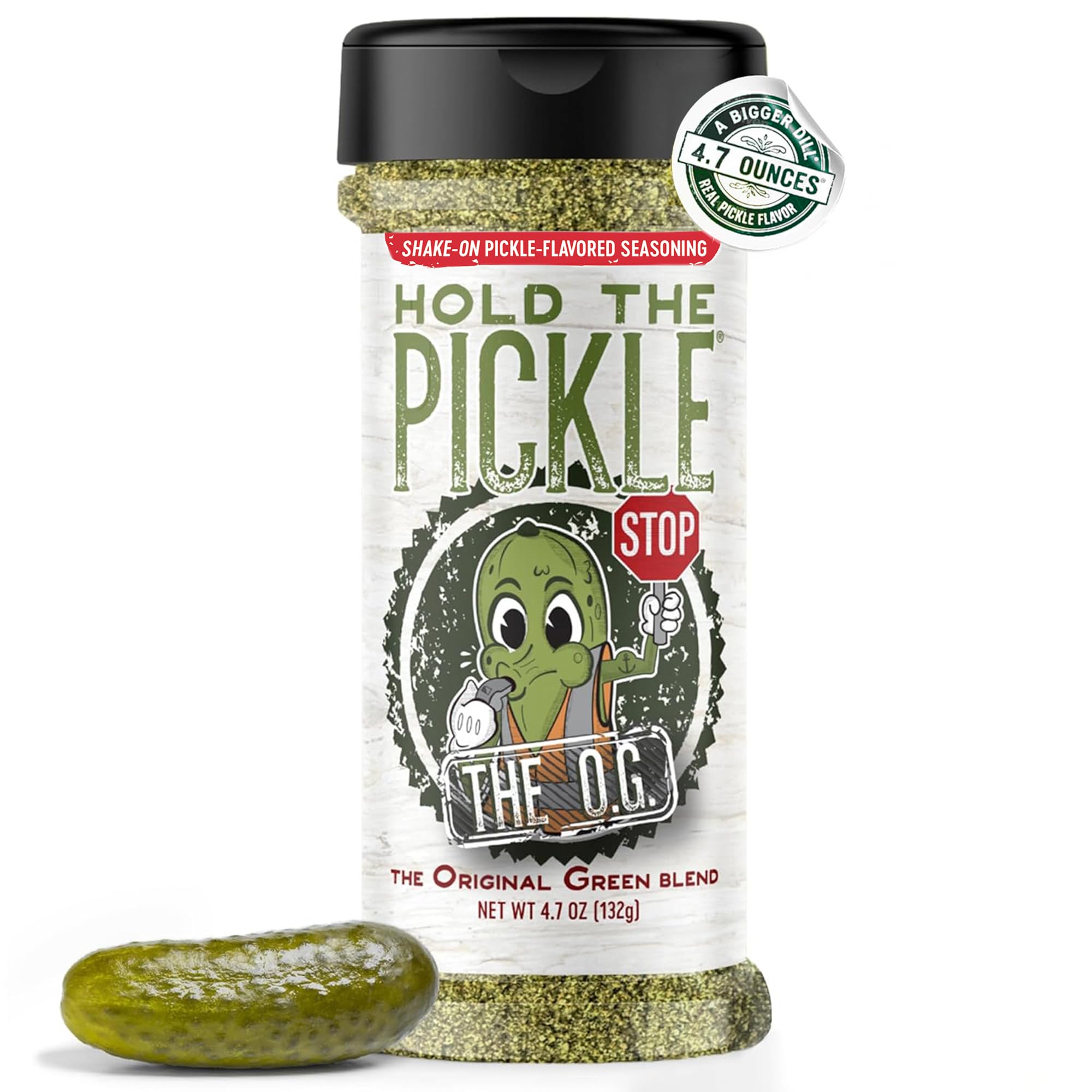 Hold The Pickle O.G. Dill Pickle Seasoning, 4.7 oz Shaker - Popcorn seasoning, Original Green Flavor Dill Pickles Seasoning for Cooking - Vegan, Non-GMO, Gluten Free, Kosher Certified
