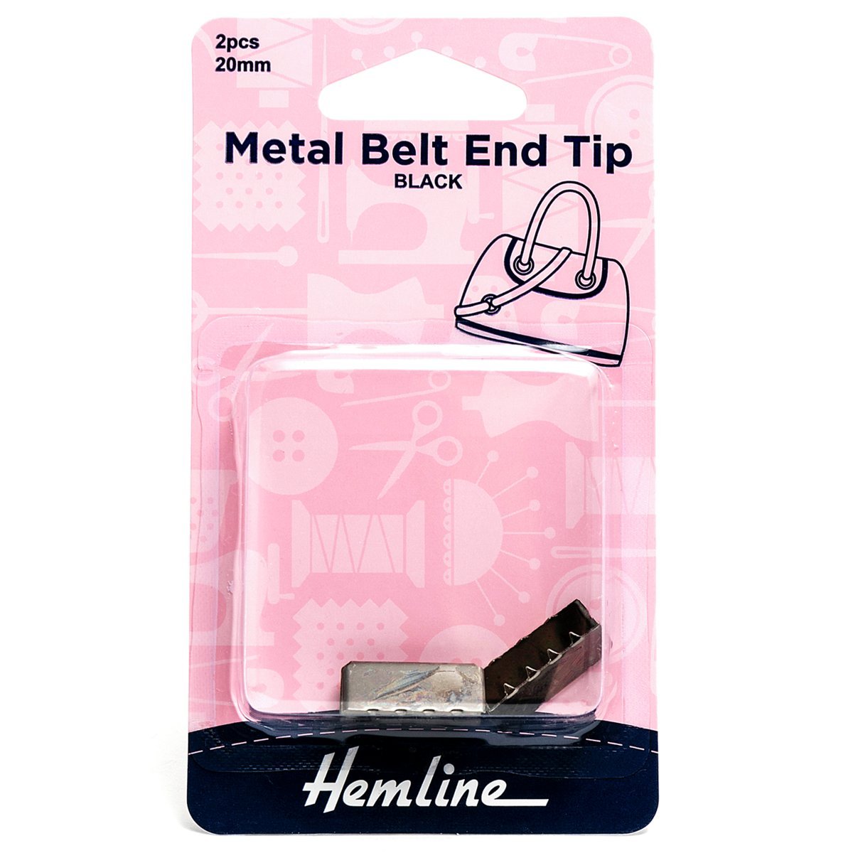 Hemline Black Metal Belt-End Tips: 20Mm : Nickel : 2 Pieces