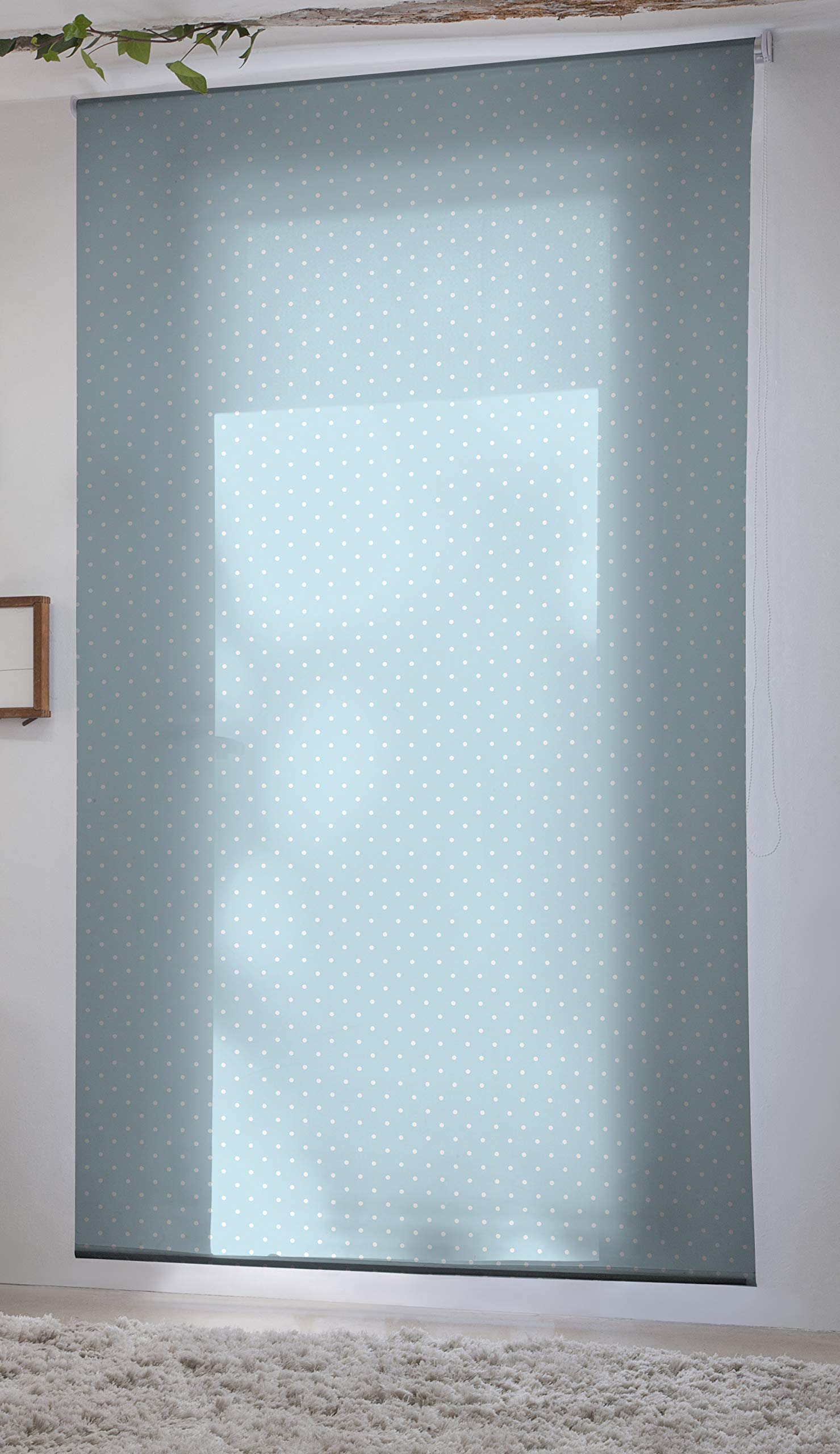 Estoralis MOTAS-2 Store Enrouleur Translucide Imprimé Digital Easy Fix, Tissu, Turquoise, 80 x 150 cm