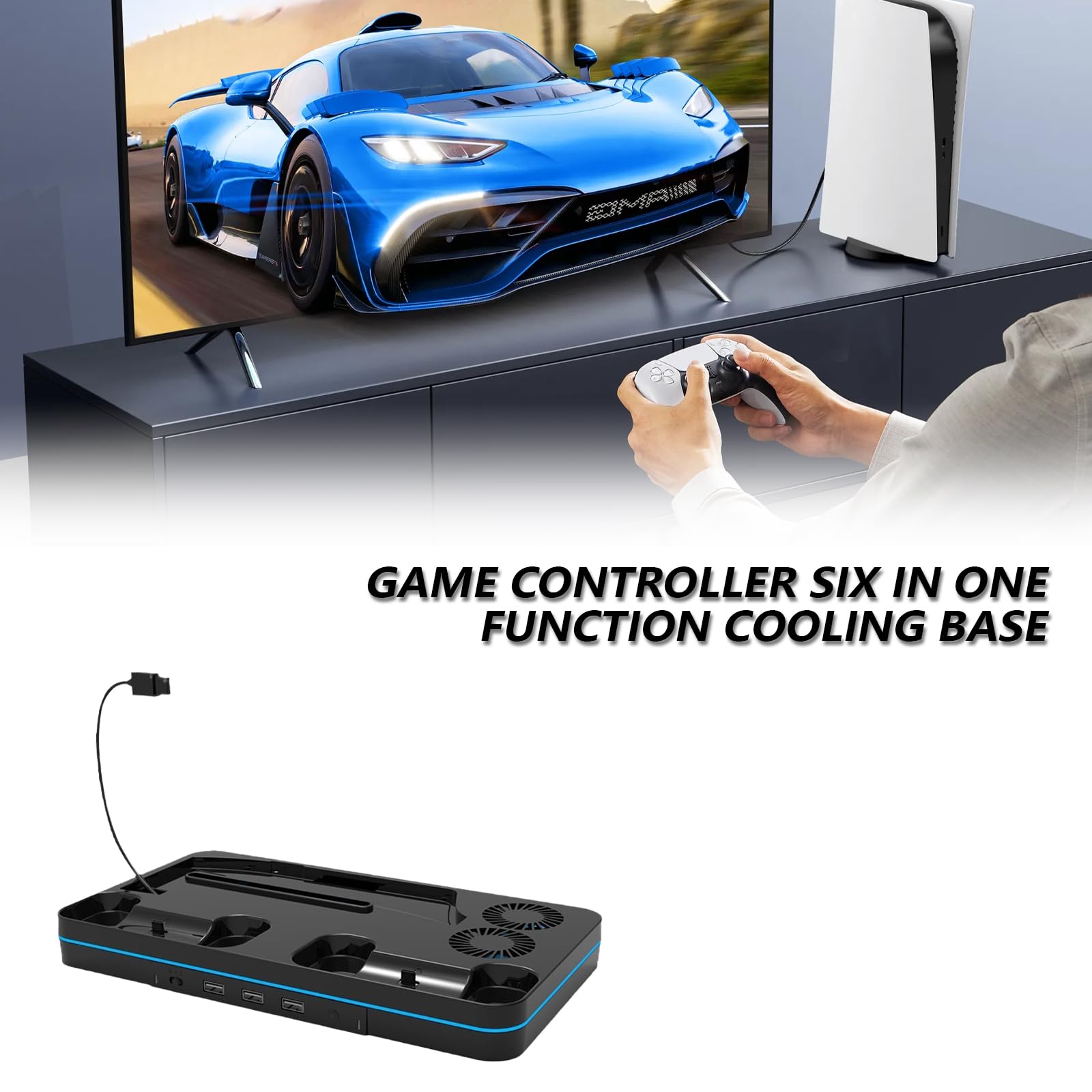 Kühlstation mit Doppel Controller Ladestation mit integriertem Lüfter und Stauraum für Zubehör für Konsolen, Multifunktionsständer