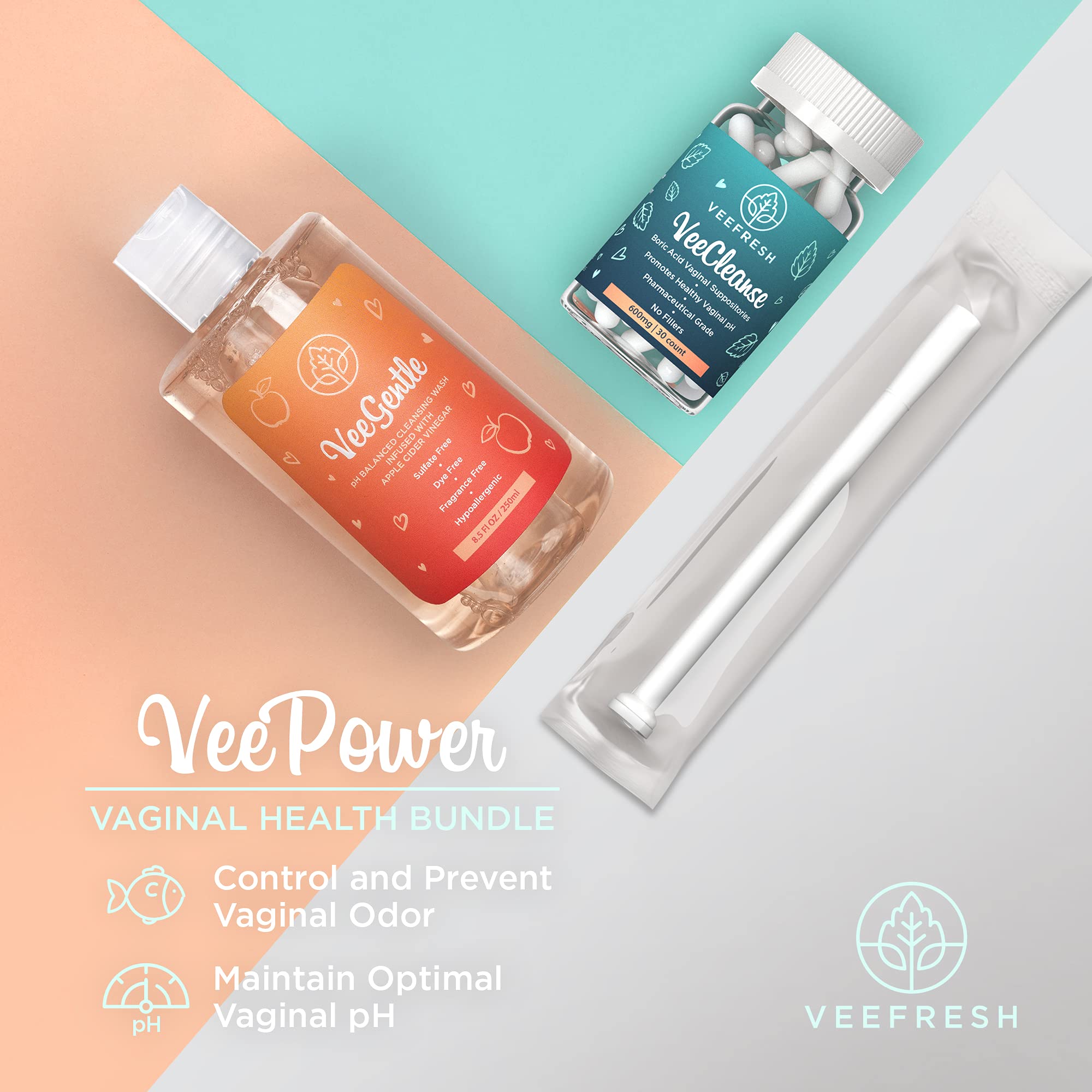 VeeFresh VeePower Vaginal Health Bundle Control and Prevent Vaginal Odor Includes