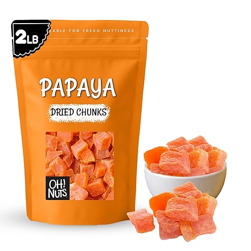 Miniatura 8 de Oh! Nuts Pelanzas de papaya secas Bolsa a granel de 2 libras para rebanadas de papaya deshidratadas para aperitivos y hornear, revestimiento