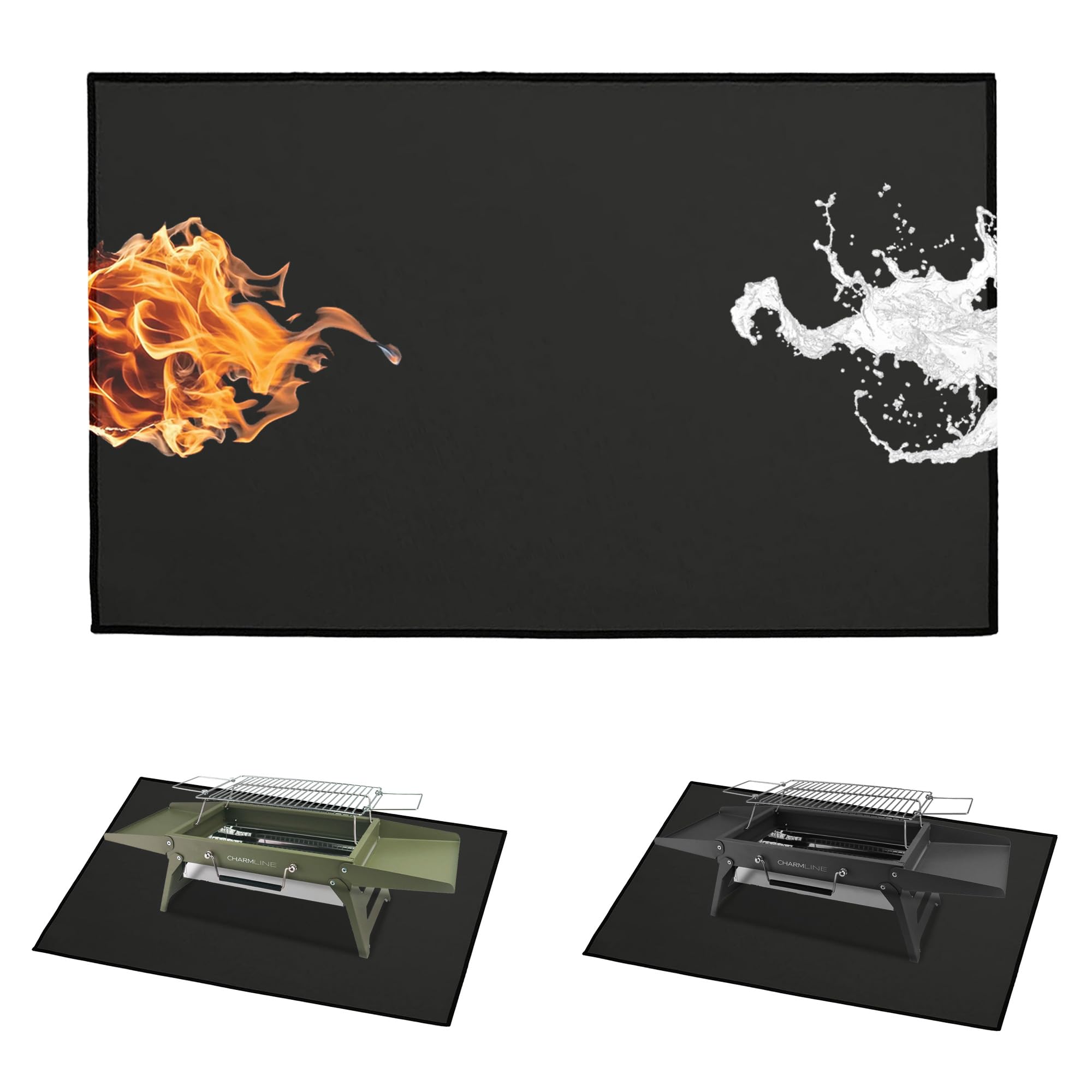 Fireproof Grill Mat, Heat Resistant & Waterproof Table Protector for Outdoor Grills, Prep Tables and BBQ Stations, Suitable for Charmline 34 x 23 cm Portable Charcoal Grill, 80 x 50 cm