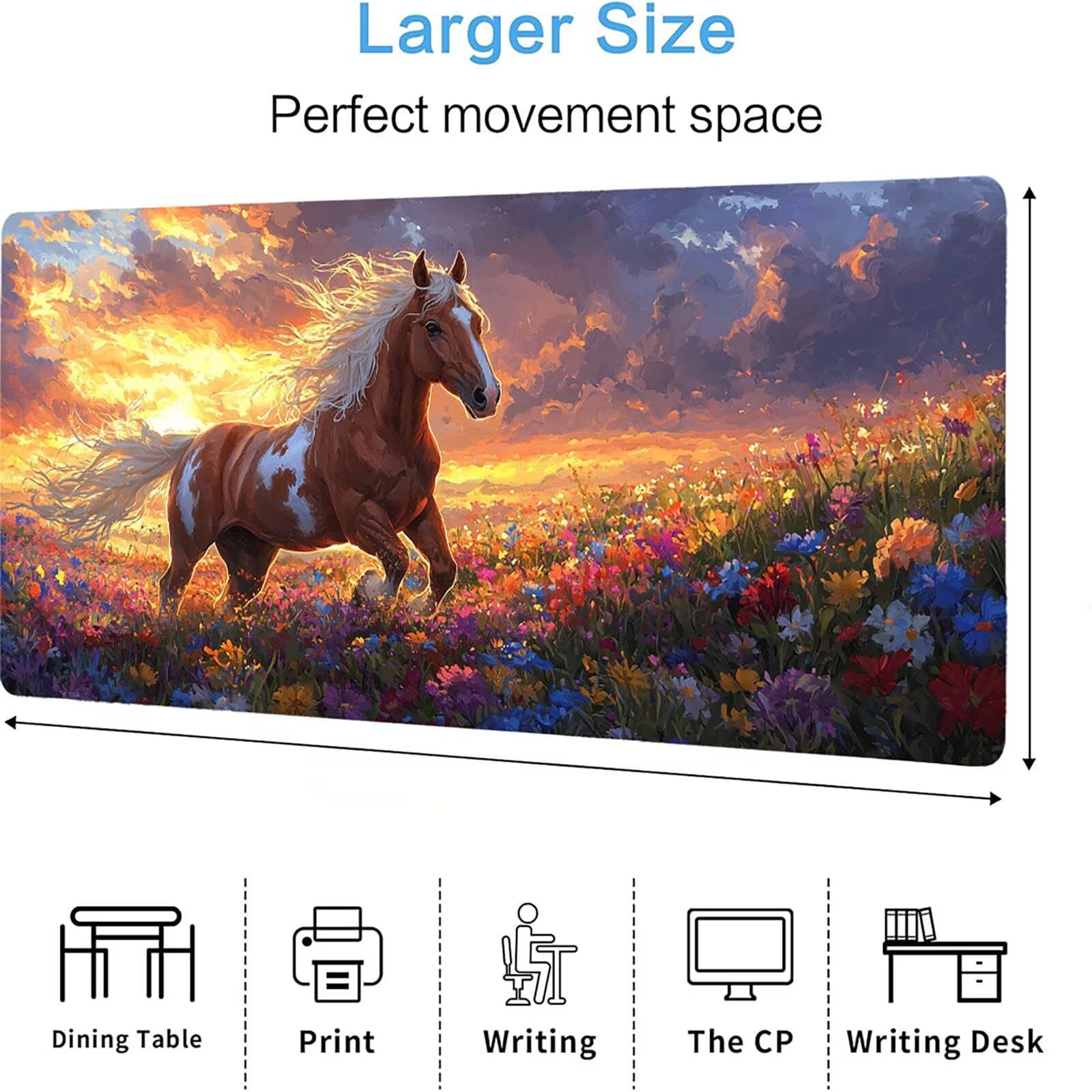 Podkładka pod mysz końską, podkładka pod mysz do gier XXL 1200 x 600 x 5 mm, podkładka na biurko dla graczy, bardzo duża bezszwowa mata na stół dla graczy, antypoślizgowa podstawa, wodoodporna