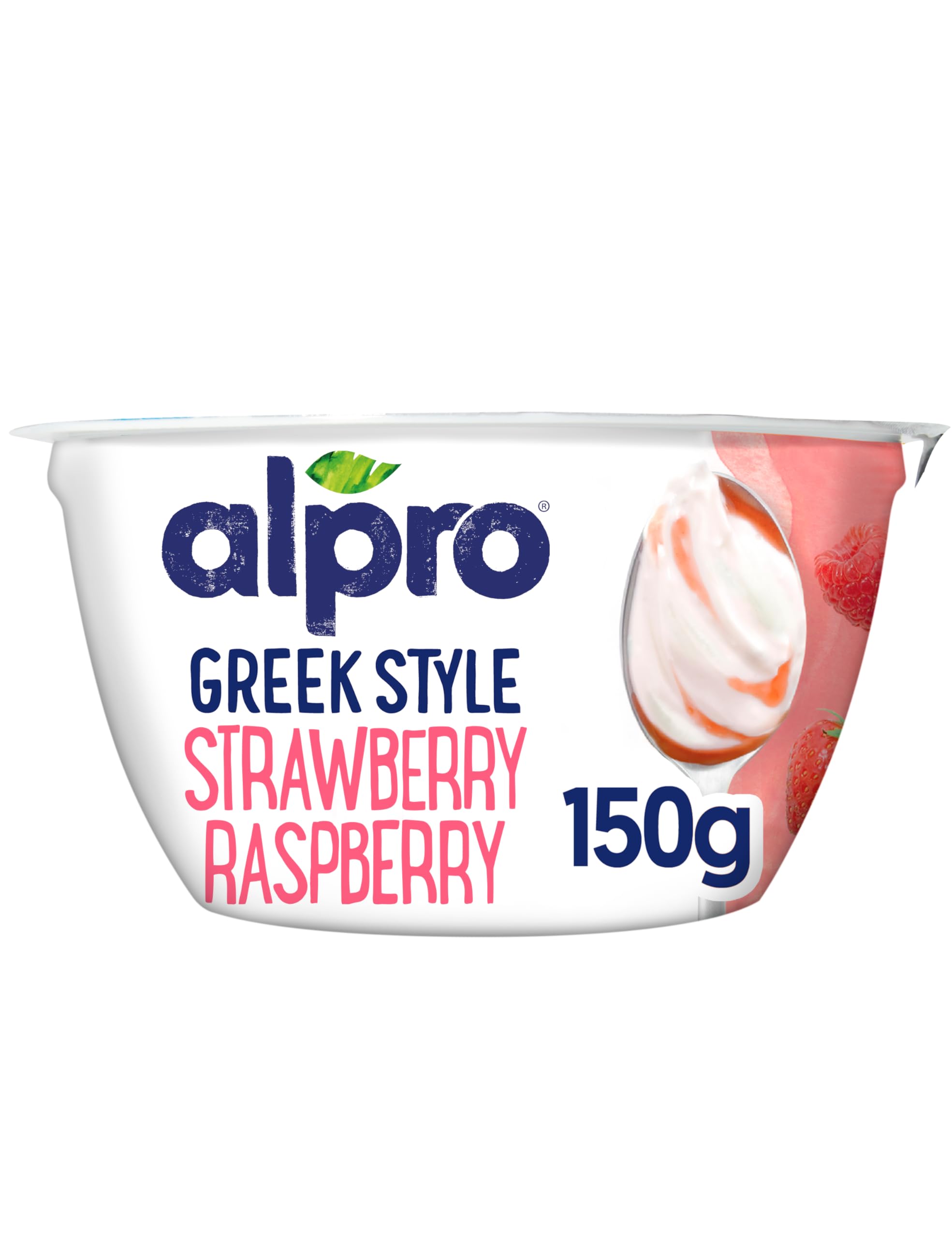 Greek Style Strawberry & Raspberry, Plant-Based & Soya Yoghurt Alternative, Vegan & Dairy Free, 150g