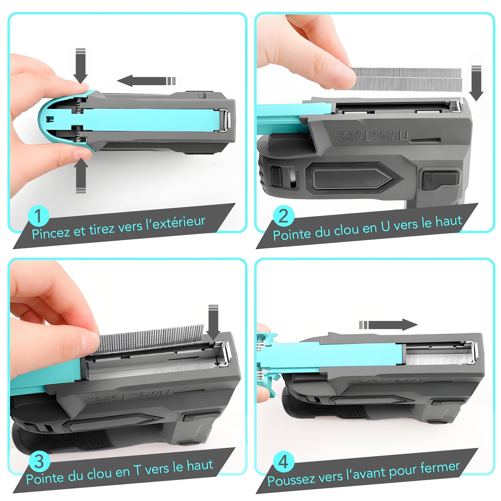 4V Akku Nagelpistole & Tacker 2-in-1, Elektrotacker für 6-14mm Nägel und 14-15mm Klammern, inkl. 400 Klammern & 100 Nägel, für Polster, Holzarbeiten & DIY-Projekte
