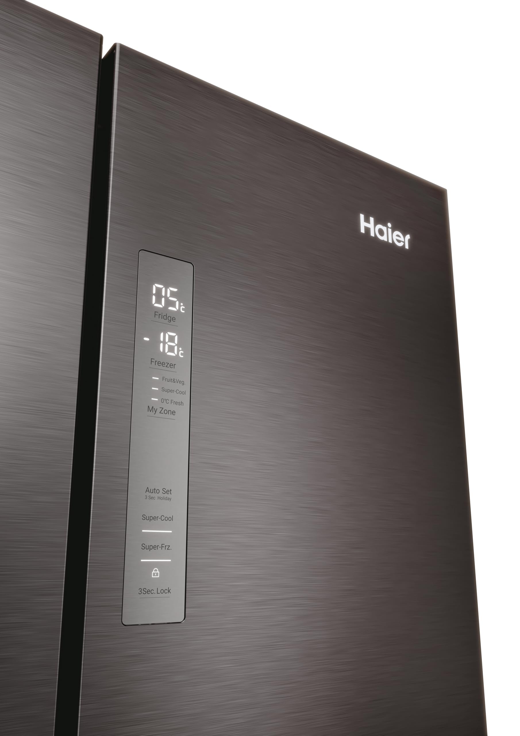Haier FD 70 Serie 3, Frigorifero French Door, 2 Porte + 4 cassetti, 402 Litri, Total No Frost, Air Surround, My Zone, Libera Installazione, Classe E, (AxLxP) 177,5x70x68,8 cm, Dark Inox- HFR3718ENMD