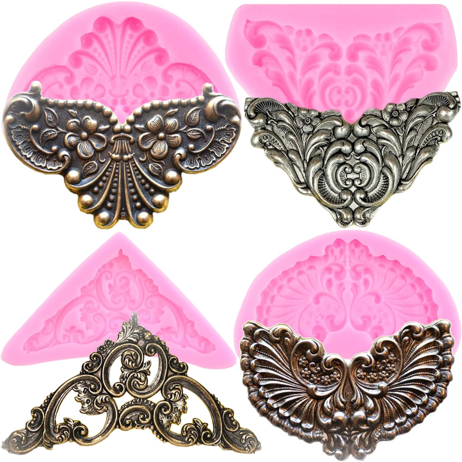 LKDQUTHM Baroque Fondant Molds Curlicues Scroll Lace