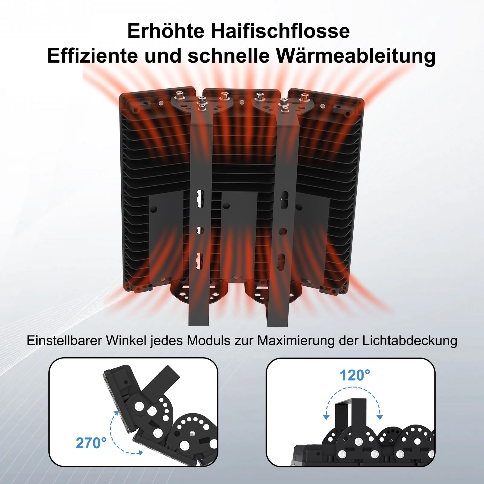 300W LED Strahler Außen mit Verteilerdose, 42000LM Flutlicht Superhell LED Fluter, Kaltweiß 6500K 230V Scheinwerfer IP67 Wasserdicht Außenstrahler für Sportplatz Parkplatz Beleuchtung