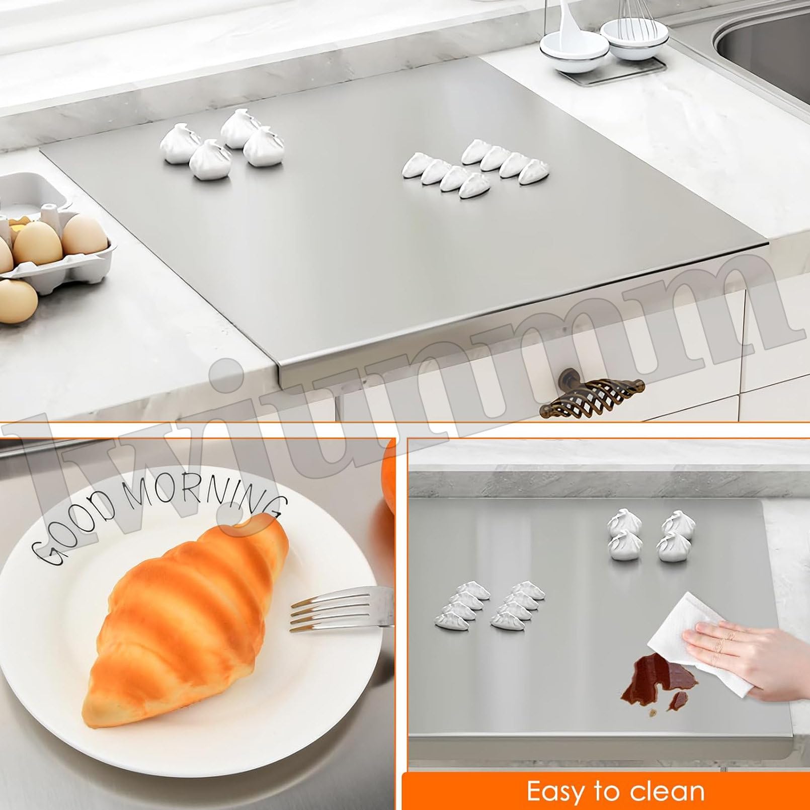 Planche À Découper En Acier Inoxydable, 304 Planche À Pétrir Inox, Plaque Inox Cuisine, Planche À Découper En Titane Avec Bord D'arrêt Pour La Pâtisserie, Le Pétrissage,60x70cm/23.6"Lx27.5"W
