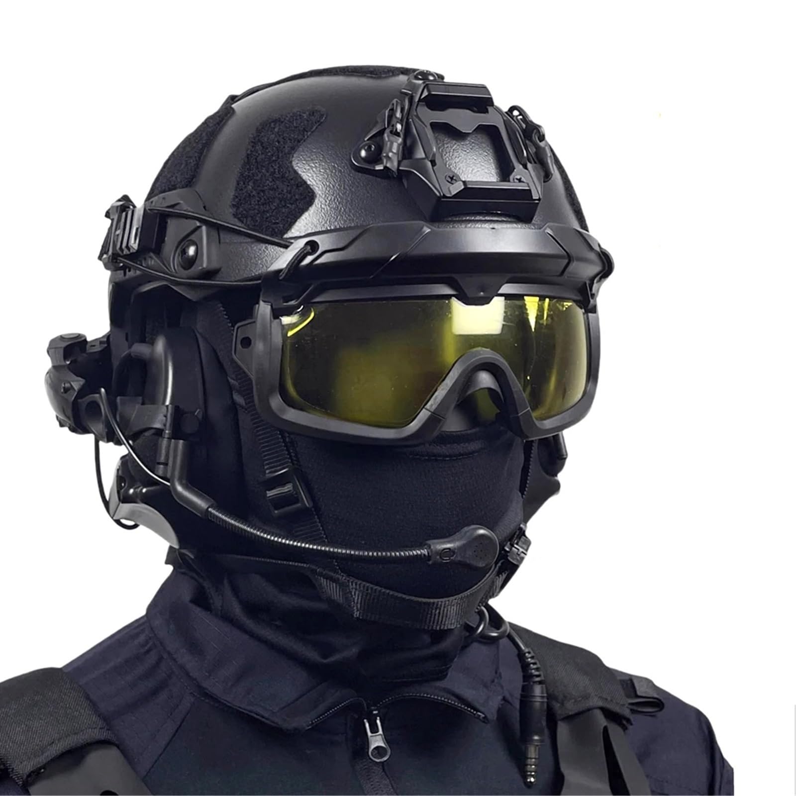 Casque tactique airsoft antibuee avec protection oreille et lunettes de tir