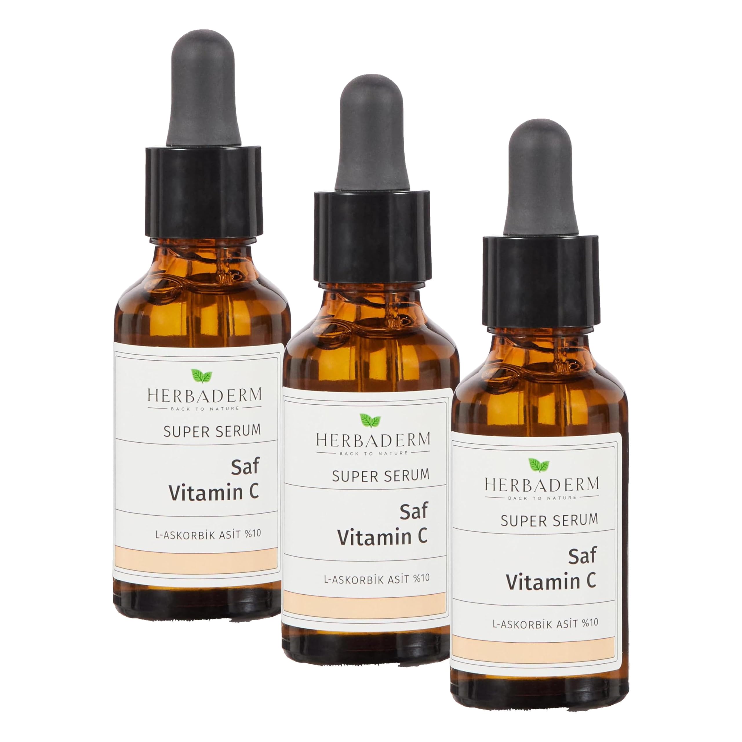Herbaderm C Vitamin Aydınlatıcı Ve Ton Eşitleyici Yüz Serumu 30 ml%10 Ascorbic Acid (3 paketi)