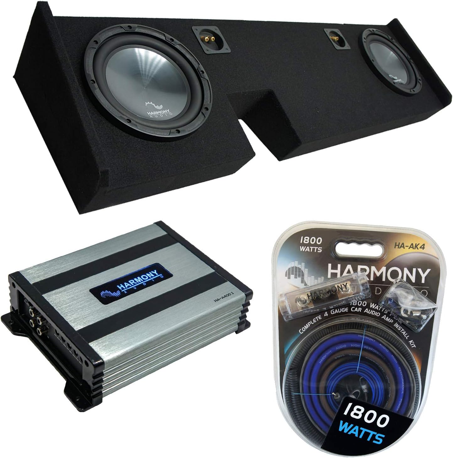 Harmony Audio Compatible with 2009-2014 Ford F-150 Extended/Super Cab Truck Harmony Bundle R104 Dual 10" Sub Box & HA-A400.1