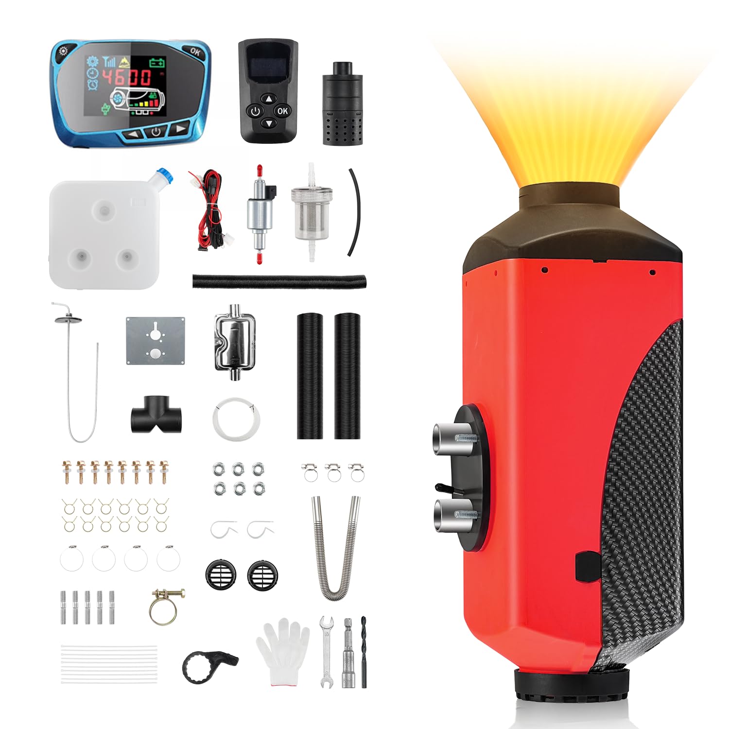 Amazon.com: ChuBu Diesel Heater 8KW 12V-24V Portable Car Diesel Air Heater  with Muffler, Remote Control, LCD Monitor, 10L Tank, Fast Heating Defrost  Defog for Campers, Truck, Trailer, RV, Boat, Garage - Red :