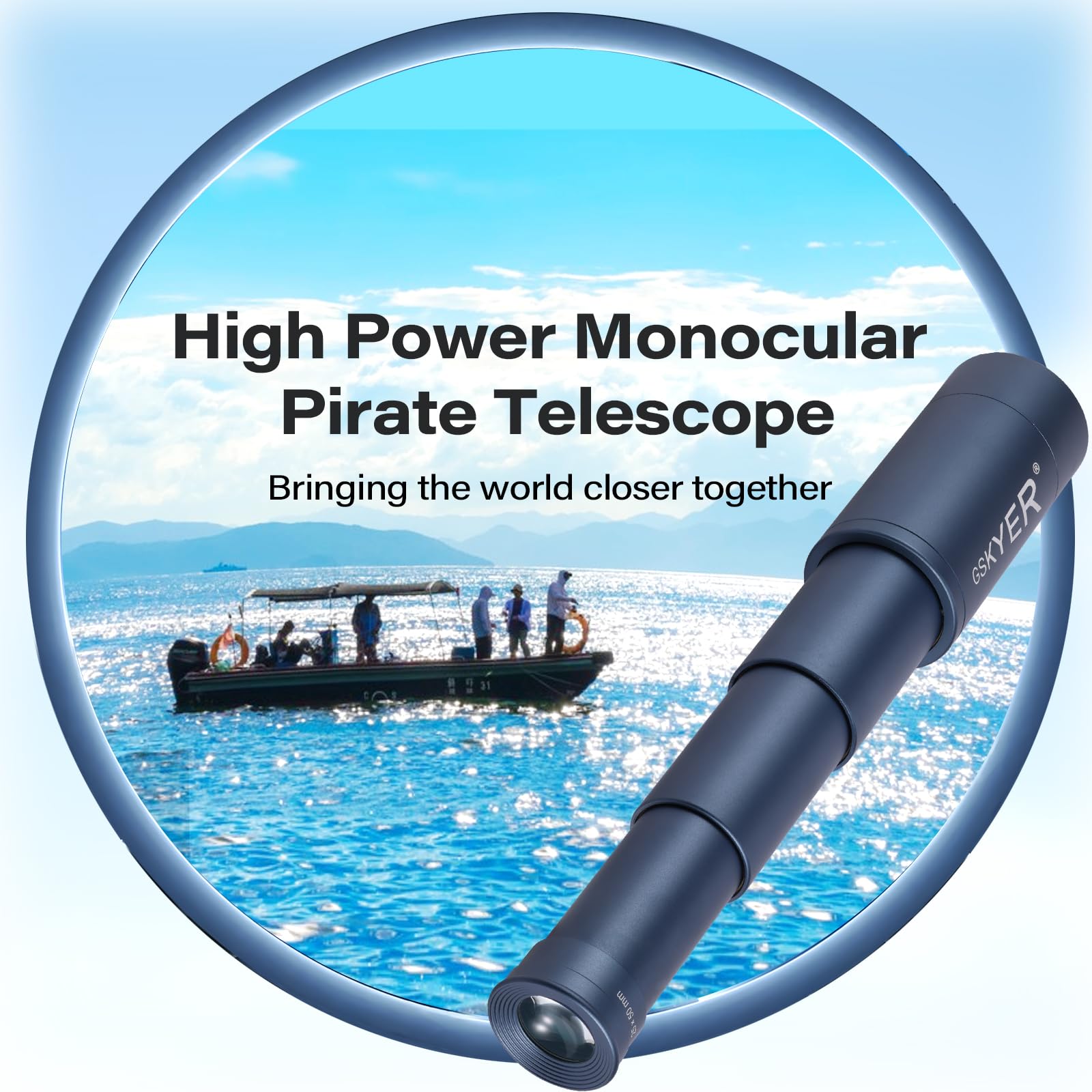 Télescope monoculaire 25 x 50 pour adultes haute puissance : zoom HD compact pour homme, cadeaux cool gadgets avec prisme BAK4 et lentille FMC, jumelles pirates pour enfants, chasse et camping