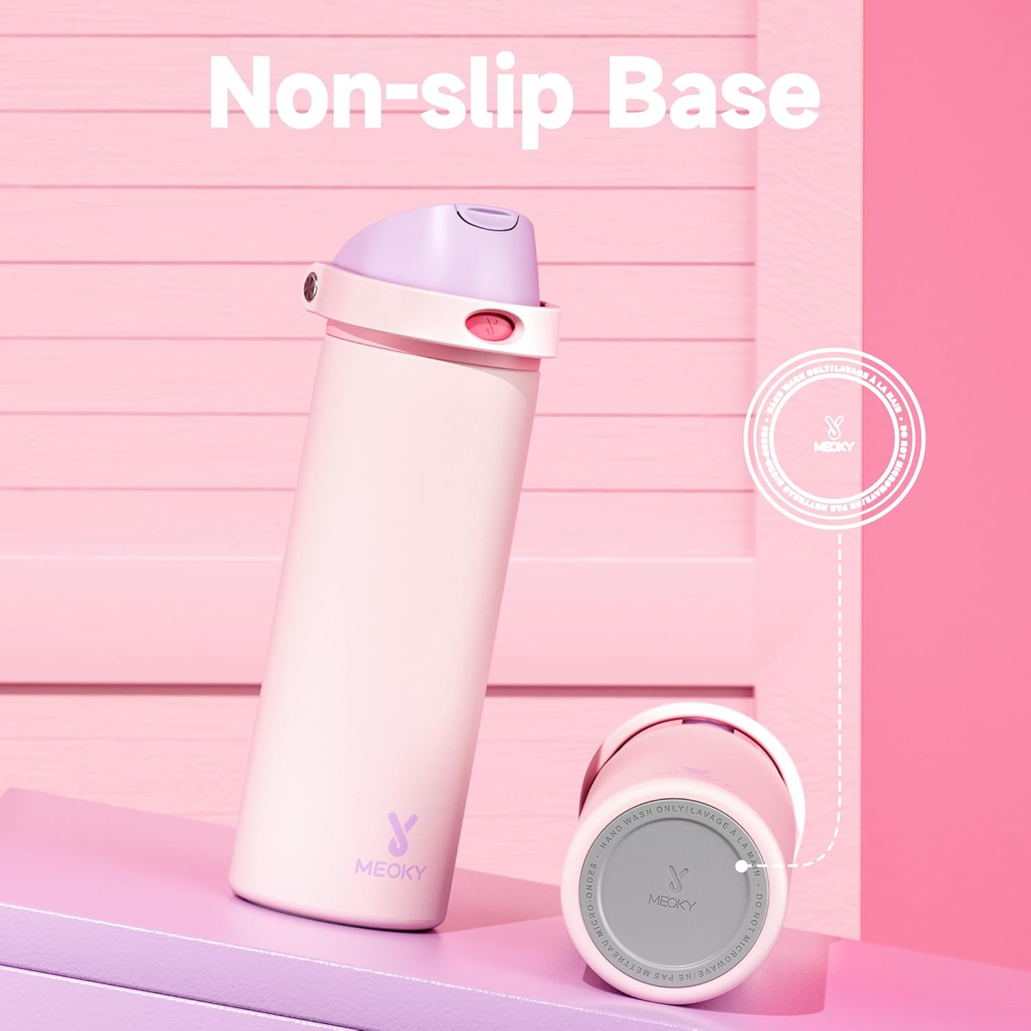 24 oz Insulated Water Bottle for Sports: Meoky Stainless Steel Water Bottle with 2-in-1 Straw and Spout Lid - Leak Proof, Cold for 24 Hours, Fits in Car Cup Holder, BPA-Free for Women Travel, Candy - Image 8