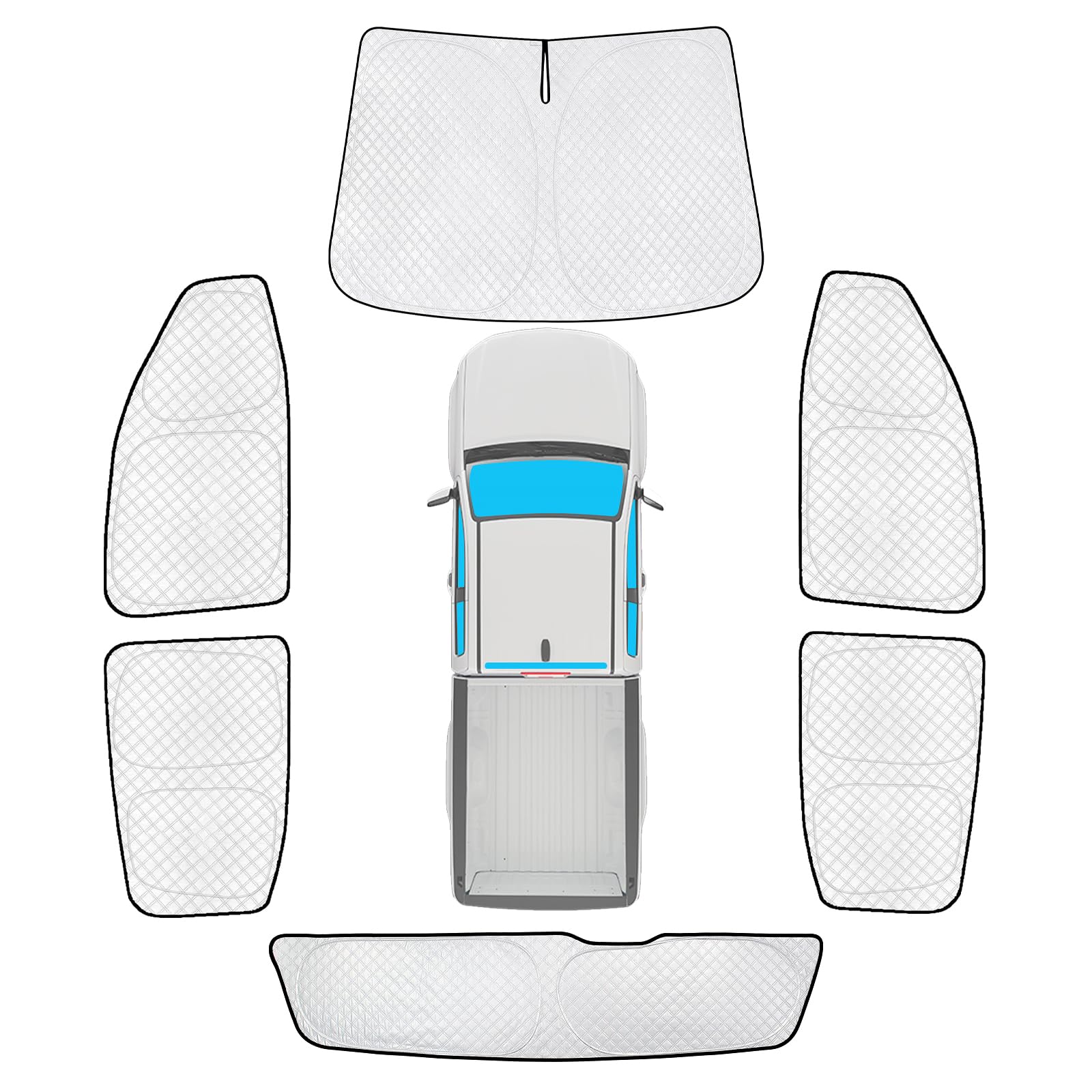 KMF 6pcs Thicken Sun Shades for Chevy Colorado 2015-2022 Accessories,Chevrolet Truck Full Car Window Covers Sunshade for Windshield Side Rear, UV Block and Blackout Privacy for Car Camping