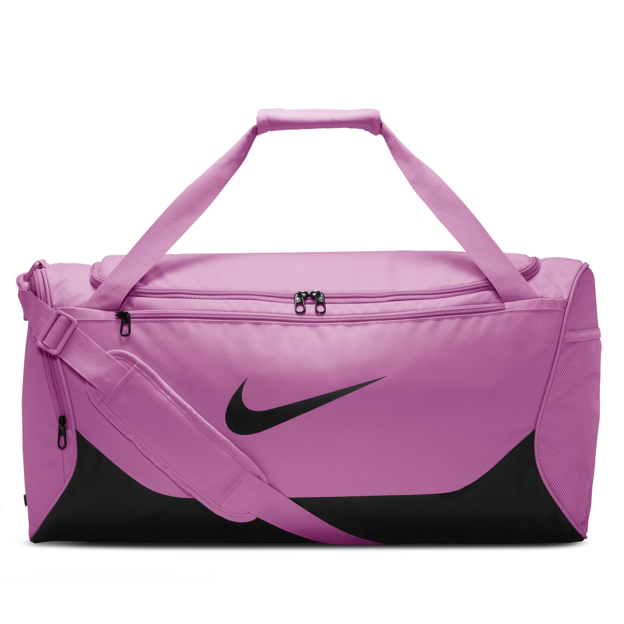 Nike Unisex Adult Gameday Brasilia X Training Duffel Bag (24L, 40L, 60L, or 95L) | Mens and Womens, Light Magenta/Black/White, M, Duffle Bag