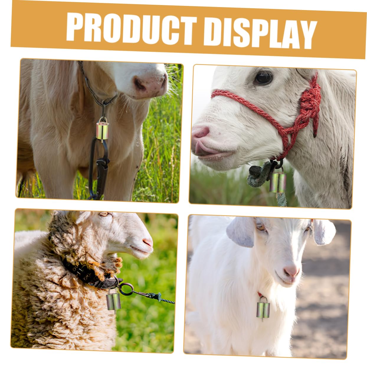 Sosoport Cow Sheep Bells Set 6pcs Metal Bells Farm Animal Vintage Style Loud Ringing for Anti-Lost