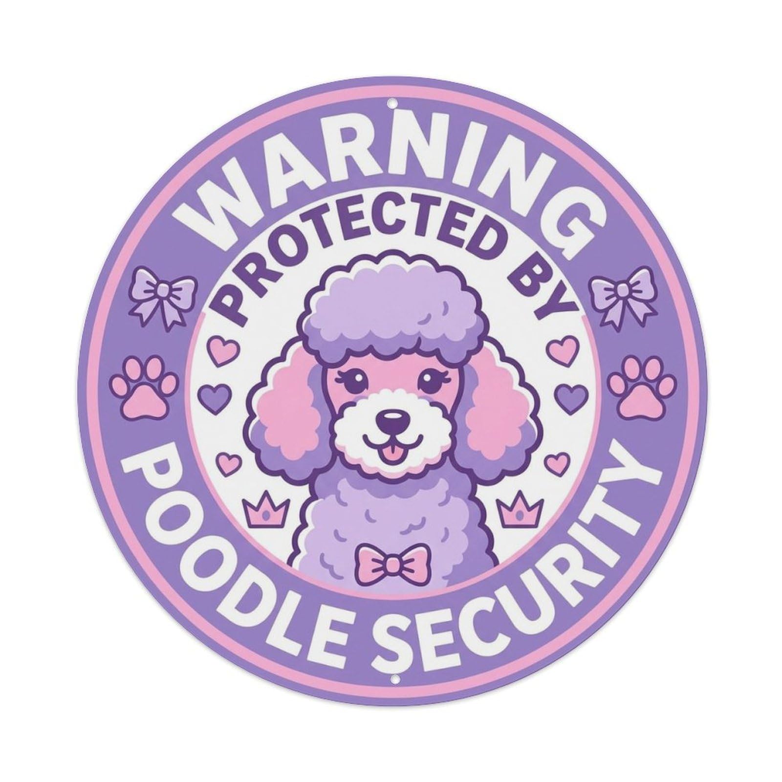 Poodle Dog Security Warning Cute Symbols Metal Tin Sign
