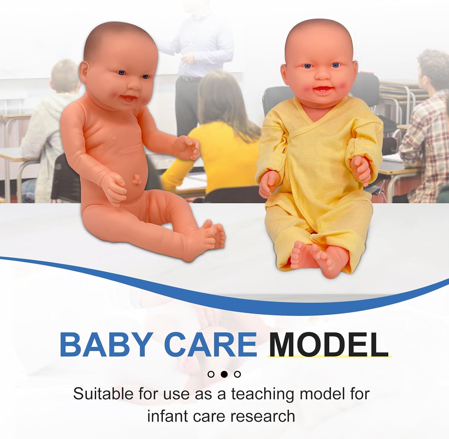 qzzXoq Newborn Human Training Model, Baby Care Model 20.5 Inches Life-Size Limbs Head Rotate Simulate Infant Care Training with Clothing, for Obstetrics Gynecology and Midwifery Teaching（Girl）