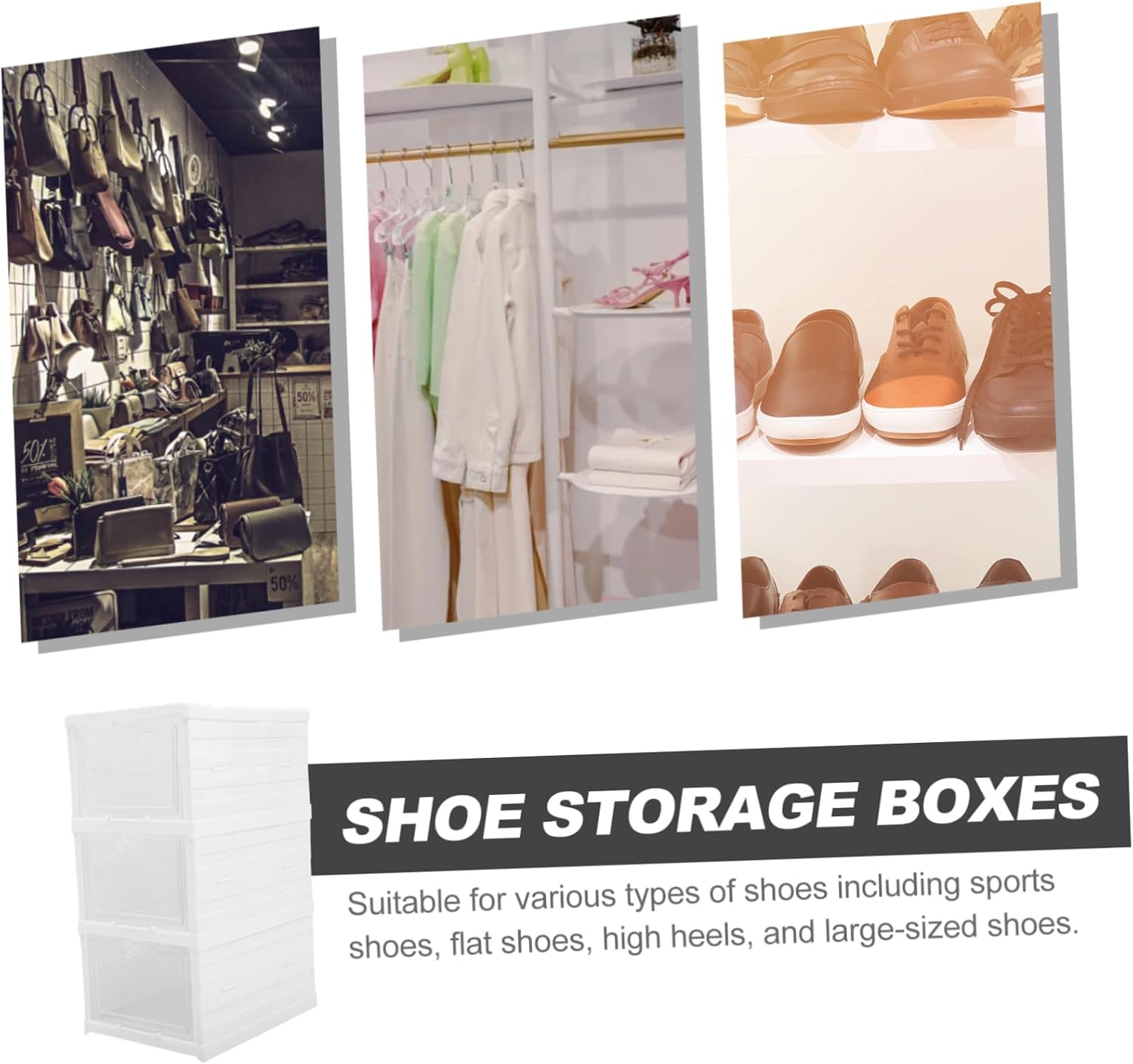 CHILDWEET Shoe Boxes Storage Multilayered Stackable Boxes Sneaker Organizer Storage Cubbies