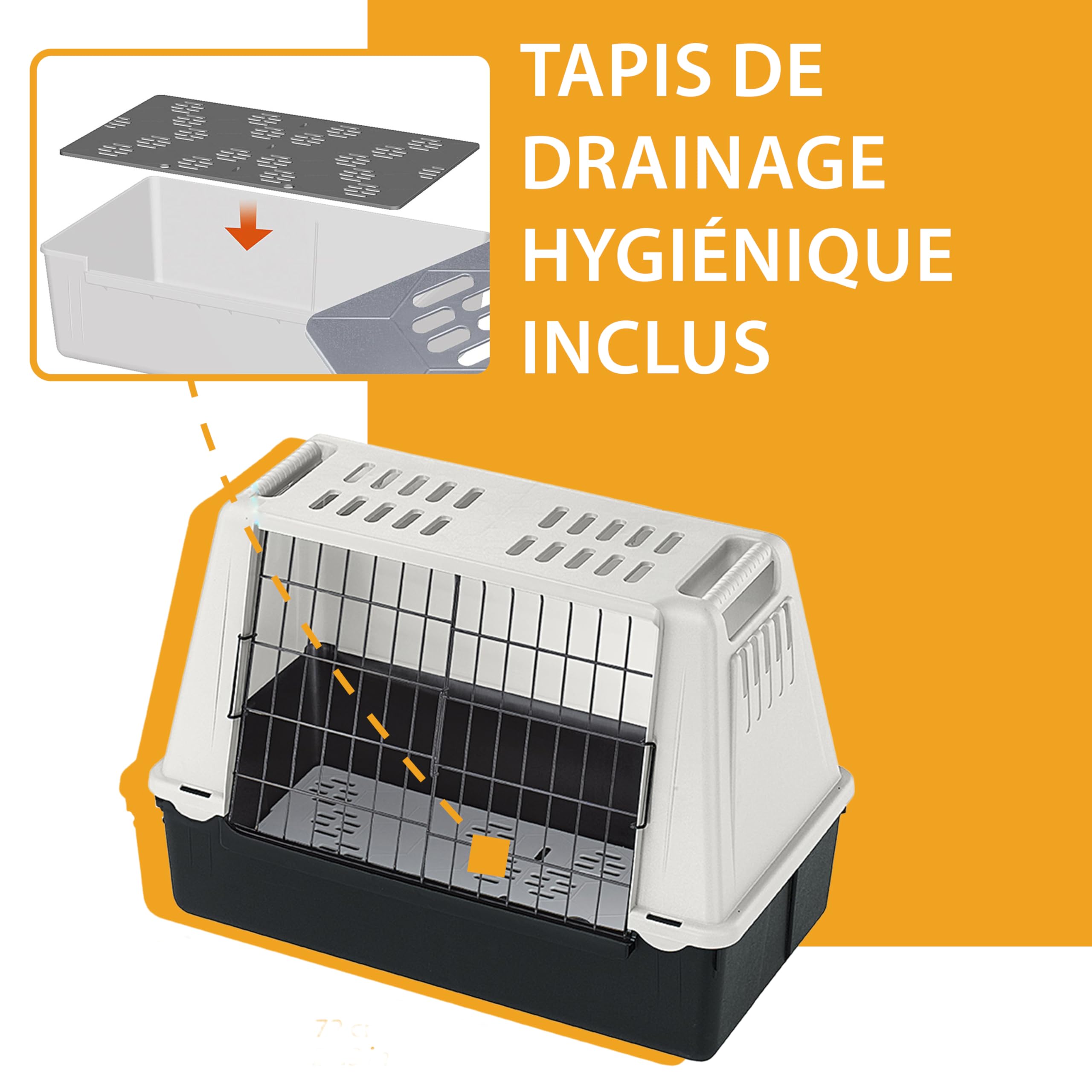 Ferplast Transport Chiens pour Voiture ATLAS CAR MINI avec Grilles d'aération, Tapis Drainant inclus