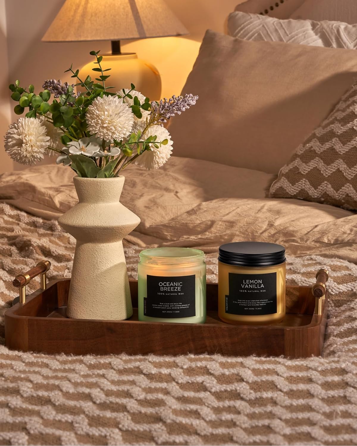 M&SENSE Candle Oceanic Breeze Scented, 11.6oz 70 Hour Long Lasting 2 Wick Pineapple & Mango Scent Natural Soy Candles for Home Scented, Stress Relief Gifts for Women/Men