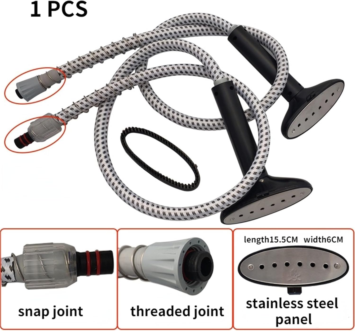 Universal Garment Steamer Air Hose with Brush Spray Pipe Hose Nozzle Accessories(Threaded joint)