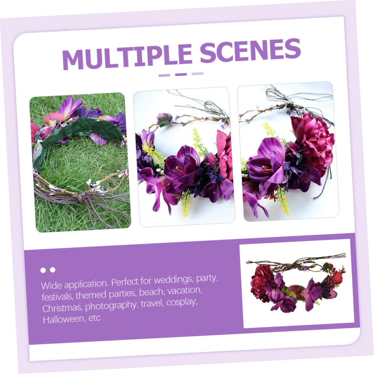 Beaupretty 4 Piezas Bridal Diadema De Flores De Novia De Flores Para El Cabello Diadema De Flores Moradas Diadema De Flores De Playa Cabeza De Flor Tela Boda Dama De Honor