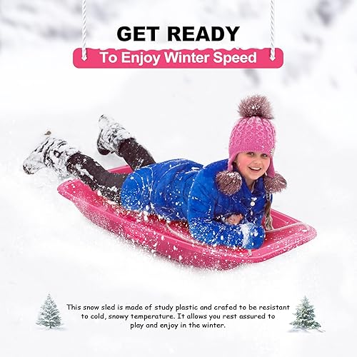 Miniatura 2 de AGPTEK Trineo de nieve duradero de 353126.525 pulgadas para niños, niñas y adultos, con asas integradas y cuerda de tracción