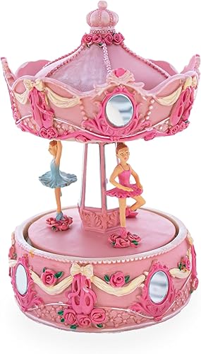 Miniatura 3 de BestPysanky Figura musical giratoria de carrusel de bailarina rosa