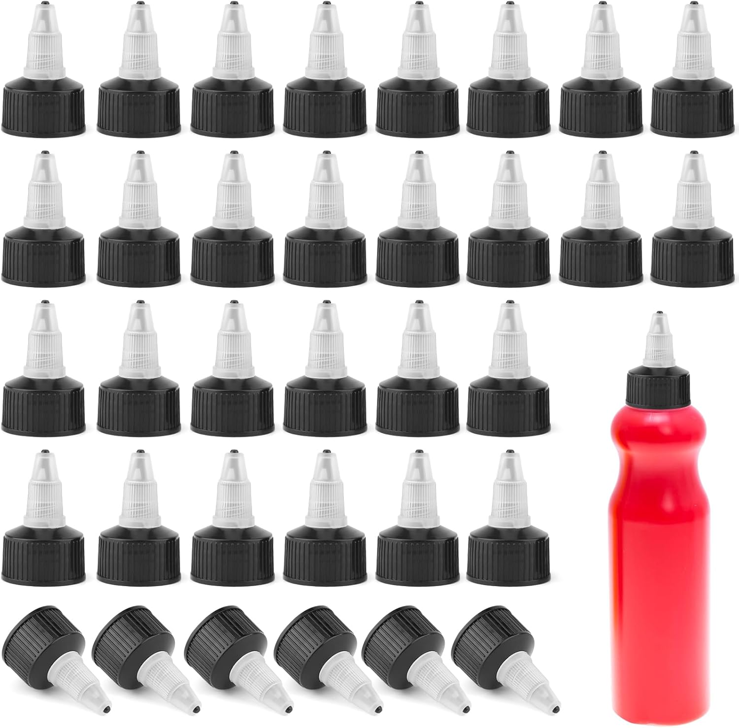 36Pcs 24/410 Plastic Squeeze Bottle Cap,Black Natural twist top caps,Squeeze Bottle Replacement Twist Caps Dispensing Caps for Squeeze Bottles Glue Bottles