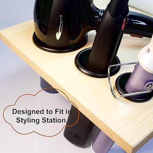 Miniatura 48 de Estación de peinado con secadora, rizador, soporte para peine y organizador de tubos