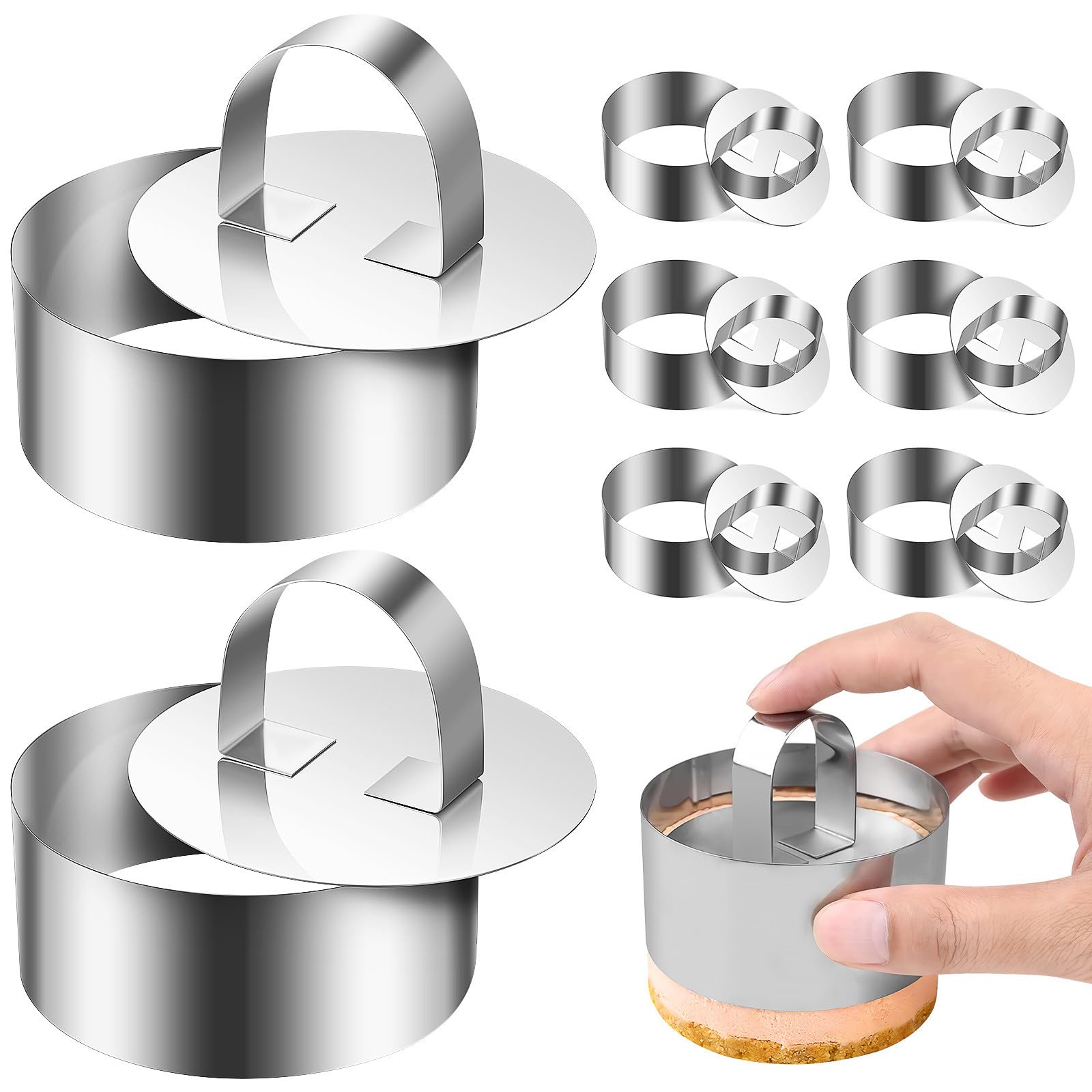 Anillos para tartas PLAFOPE de acero inoxidable con empujadores para repostería casera