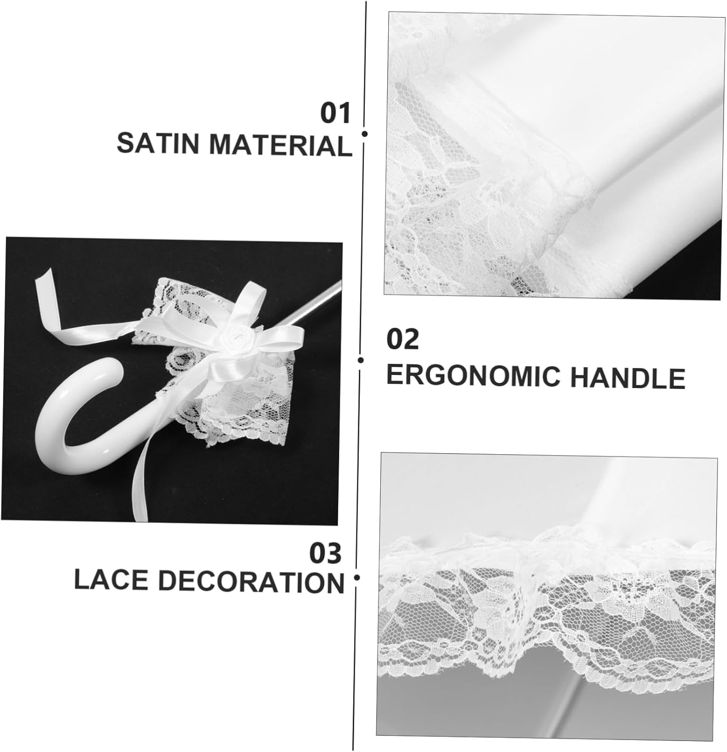 Garneck Lace Parasol Wedding Umbrella Lightweight Frilly Bridal Photo Prop for Childrens Party Cosplay Stage Performance and Tea Party Accessory