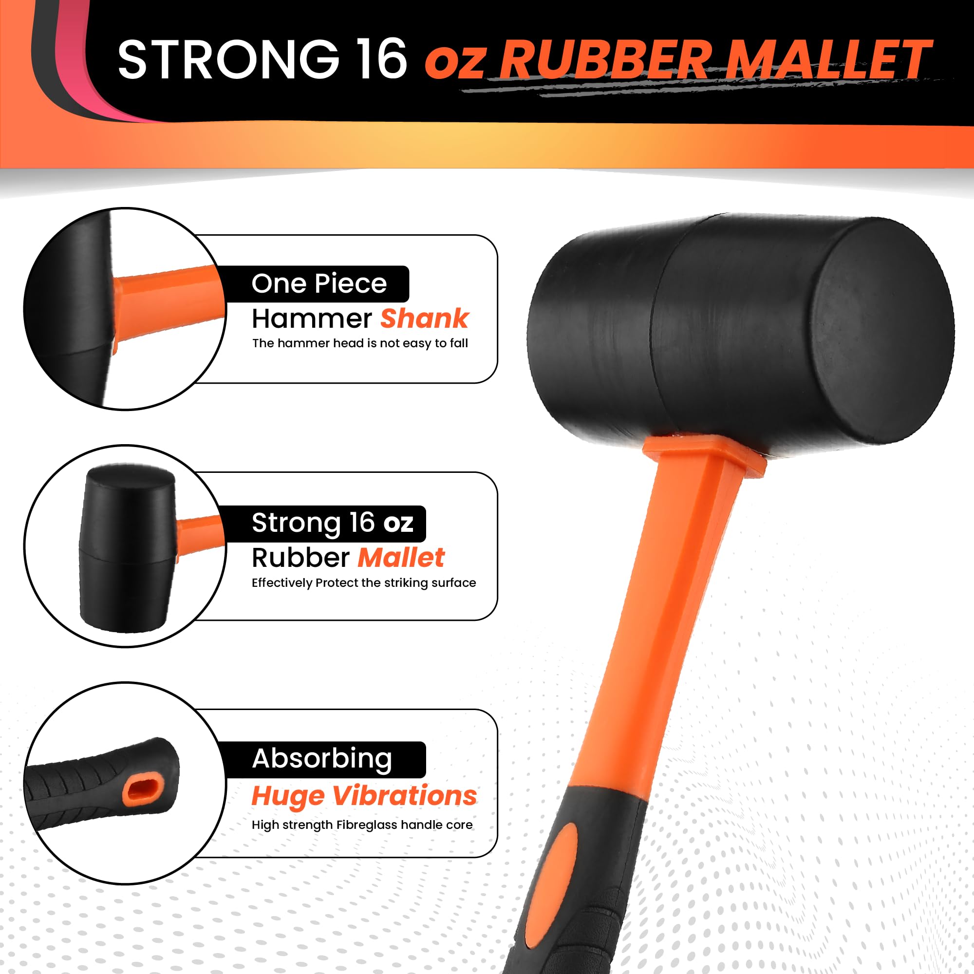 Rubber Mallet Hammer Set - 2 Piece, Durable & Versatile -3