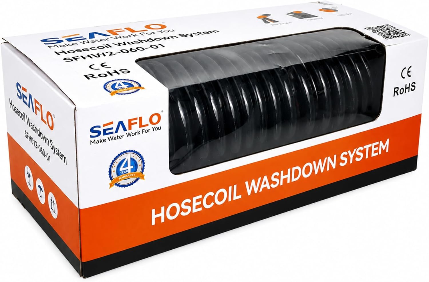 SEAFLO Portable 20' Hosecoil Washdown System, Coiled Hose Spray Gun, Adjustable Nozzle, photo 6