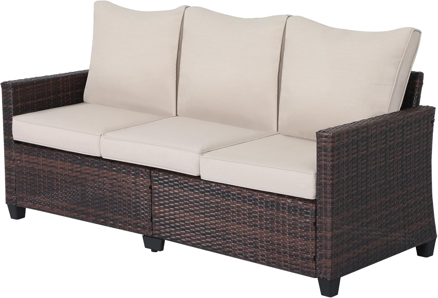 3-Seater All-Weather Iron Patio Sofa with Cushions - Heavy-Duty Metal Outdoor Sectional Couch for Garden, Poolside & Backyard (Modern Rust-Resistant Design)