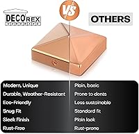 Vista 4 de Tapa de poste de pirámide de cobre macizo para postes de madera de 4 x 4 (3.5 x 3.5 pulgadas), cubierta de cobre real de calibre 20 de 0.031 in