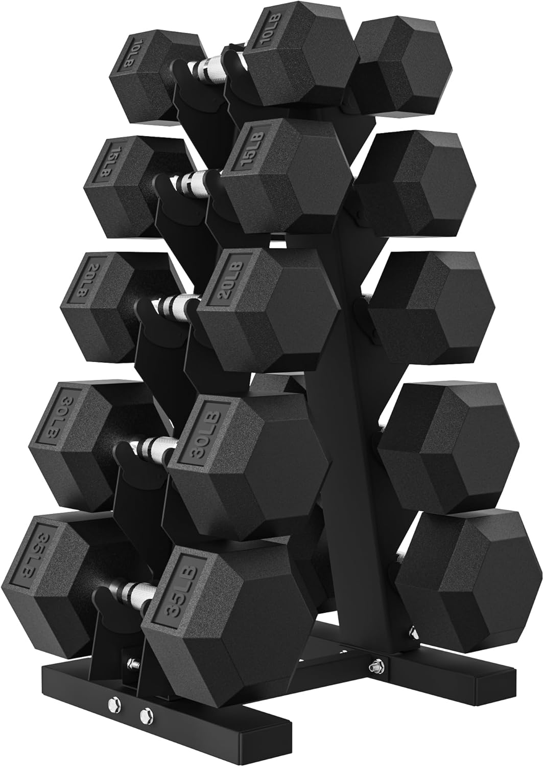 Hex Weights Dumbbells Set with Rack, 75-550 lb Rubber Coated Dumbbell Sets with Storage, Free Hand Weight for Strength Training, Exercise, Fitness, Home, Gym, Heavy Duty