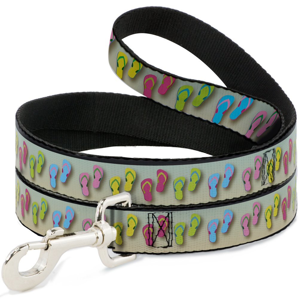 Laisse grand chien Buckle Down Flip Flops2 Aqua multi couleur nylon large