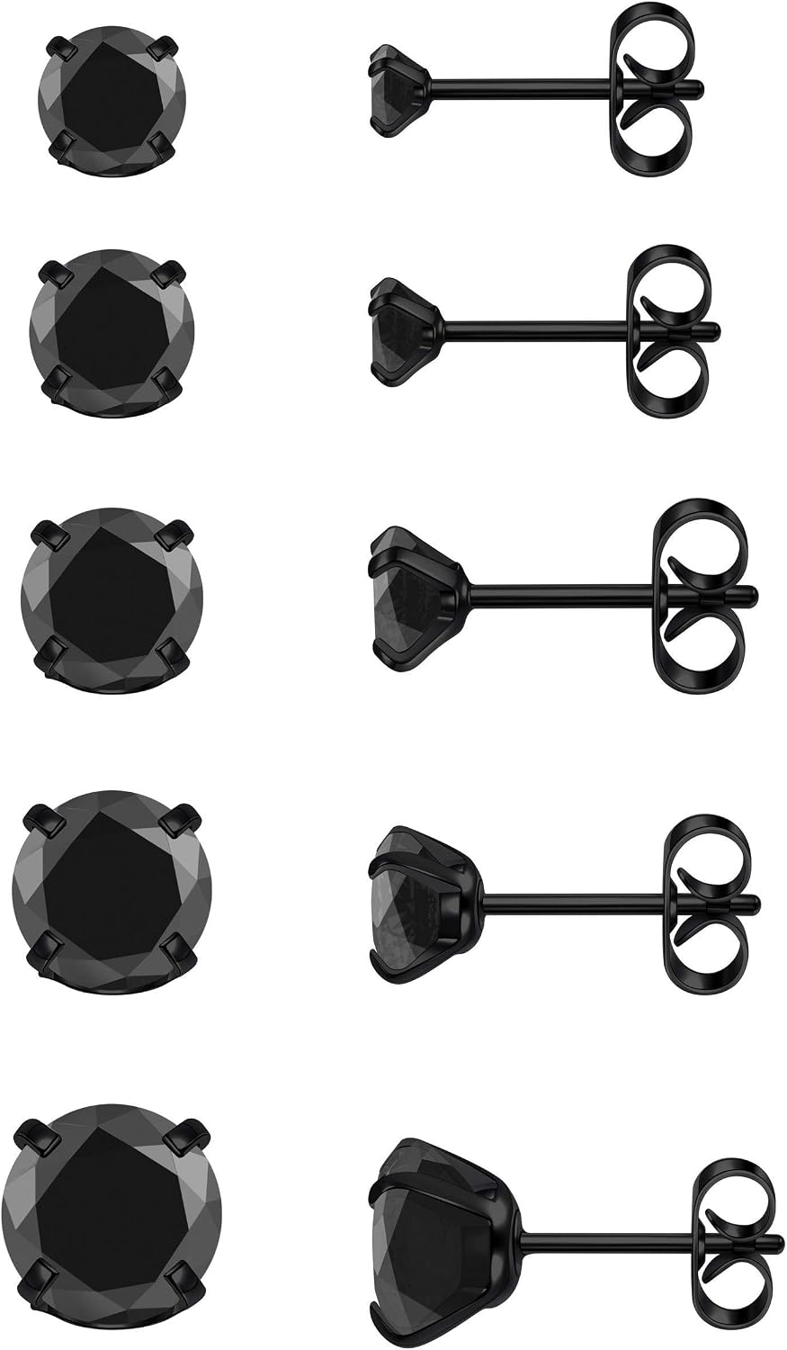 Jovivi 20G Hypoallergenic Stainless Steel Stud Earrings 5Paris Cubic Zirconia CZ/Ball Earrings Studs Set for Men Women 3MM-8MM