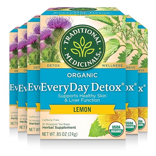 Traditional Medicinals Tea, Organic EveryDay Detox Lemon, Supports Healthy Skin & Liver Function, Detox, 96 Tea Bags (Pack of 6) 2 Traditional Medicinals Tea, Organic EveryDay Detox Lemon, Supports Healthy Skin & Liver Function, Detox, 96 Tea Bags (Pack of 6)