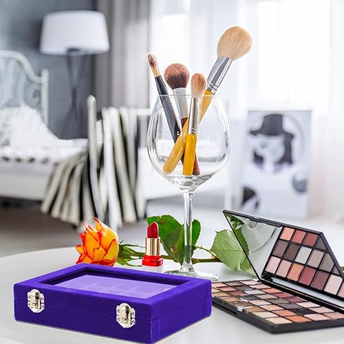 Vista 5 de Lainrrew Bandeja de joyería de terciopelo de 24 cuadrículas, expositor de anillos de joyería, organizador de aretes, caja de almacenamiento