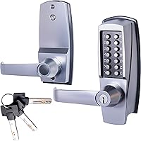 Vista 1 de MX600 - Cerradura de palanca mecánica con botón, 2 3/8 pulgadas, pestillo de 2 3/8 pulgadas, teclado de 13 dígitos, entrada sin llave comercial